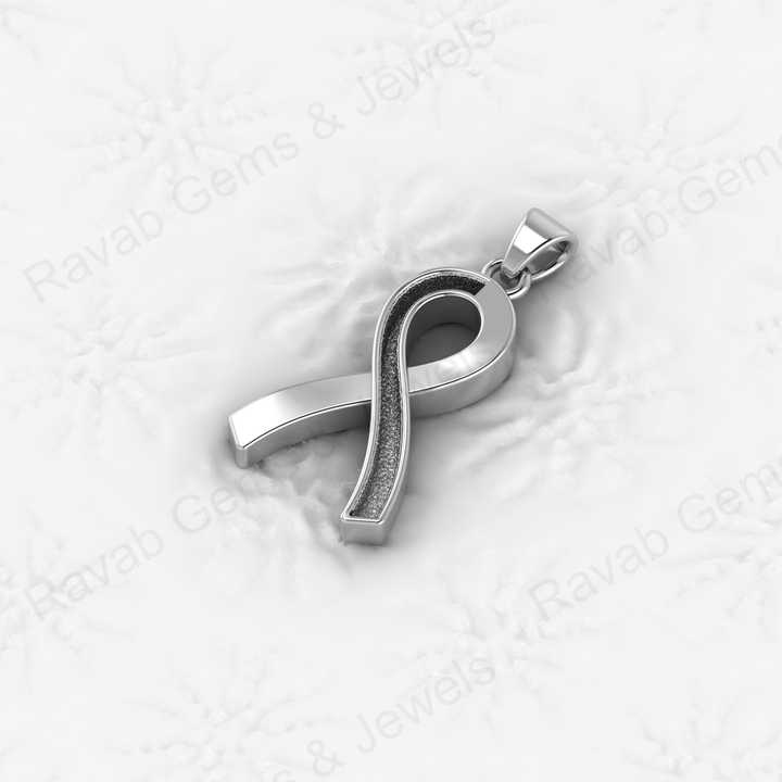 925 Sterling Silver Breast Cancer Ribbon Charm Semi Mount Blank Setting Pendant Good for Ashes & Resin Work Breastmilk Keepsake