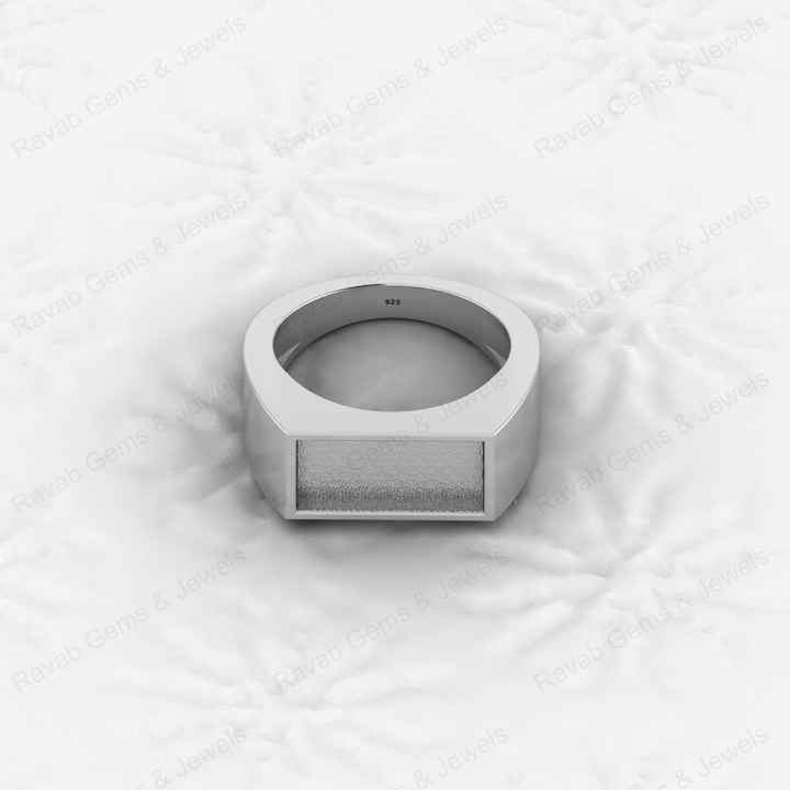 Genuine 925 Sterling Silver Rectangle 7x14mm Semi Mount Blank Setting Signet Ring Breastmilk Keepsake Men Wedding Gift Jewelry
