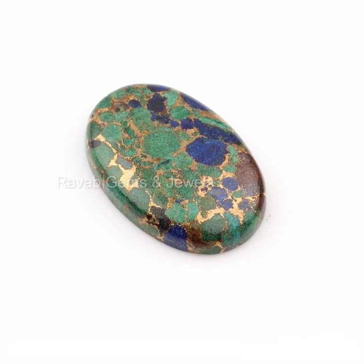 High Quality Genuine Azurite Copper Composite 20x30mm Smooth Oval Shape Wholesale Lot Cabochon Loose Gemstone for Making Jewelry