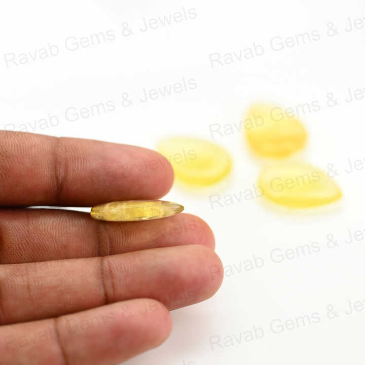 Christmas Sale 16x22mm Natural Lemon Quartz Pear Shape Cabochon Hand-Polished Loose Stone for Fine Jewelry Making