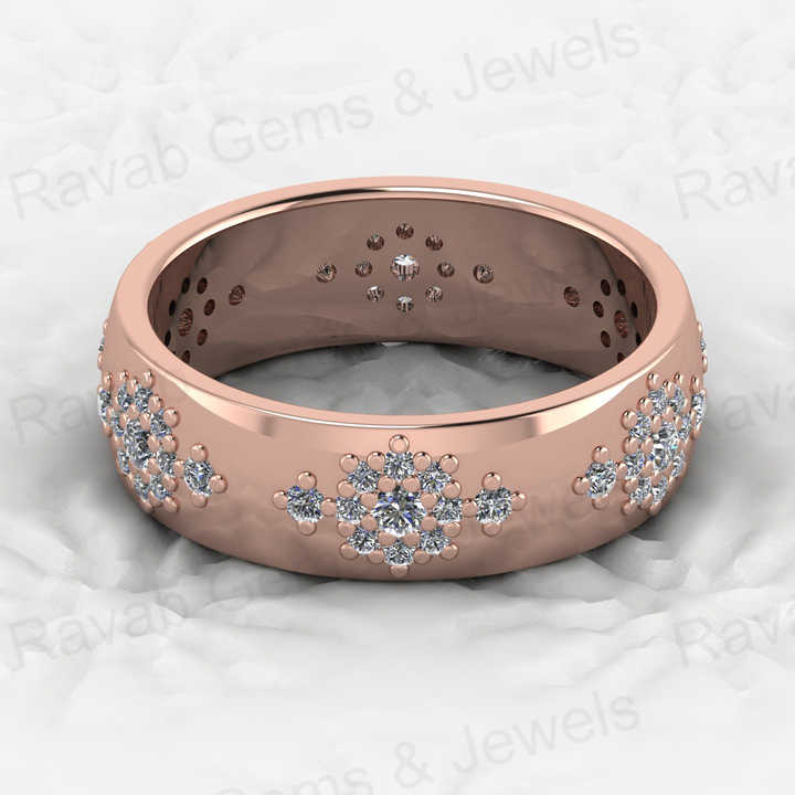 Top Selling Genuine 925 Silver Snowflake CZ Design Gold Vermeil Eternity Wide Band Dainty Women's Ring Personalized Fine Jewelry