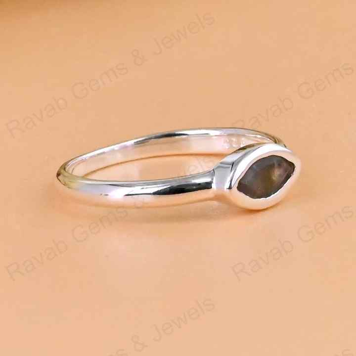 Valentine Sale Solid 925 Sterling Silver Natural Labradorite Marquise Shape Bezel Setting Ring For Women Fine Handmade Jewelry