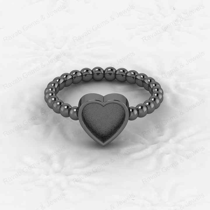Top Quality 925 Sterling Silver 8mm Heart Semi Mount Beaded Band Ring Good for Resin & Ashes Work Keepsake Breastmilk Jewelry