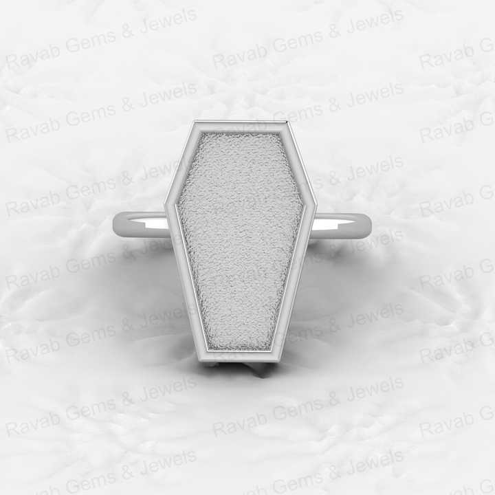 Genuine 925 Sterling Silver 10x17mm Coffin Bezel Collet Cup Semi Mount Ring Setting for Resin Ashes Jewelry Findings Components