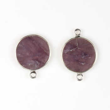 Best Selling 14K Gold Plated 12mm Natural Lapidolite Gemstone Sterling Silver Link Charm Connector Pendant Fine Pendants Charms