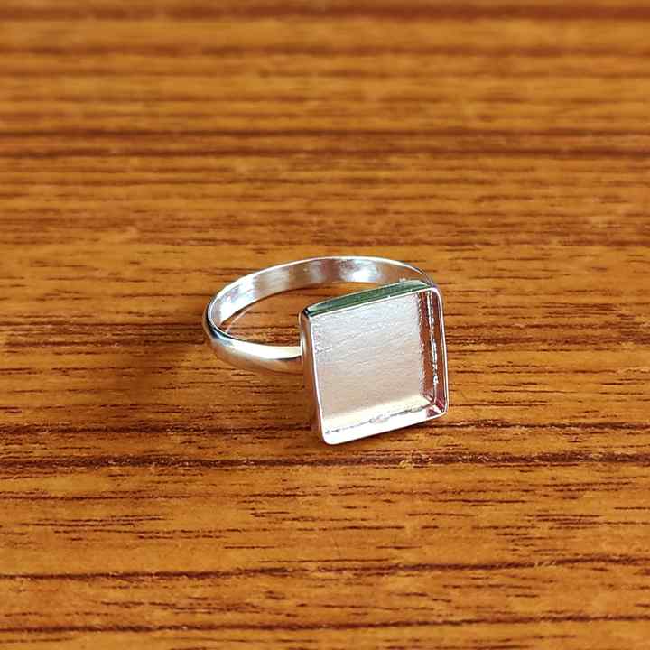 Superb 925 Sterling Silver 10mm Square Shape Semi-Mount Blank Setting Ring Good For Ashes & Resin Fill Keepsake DIY Fine Jewelry