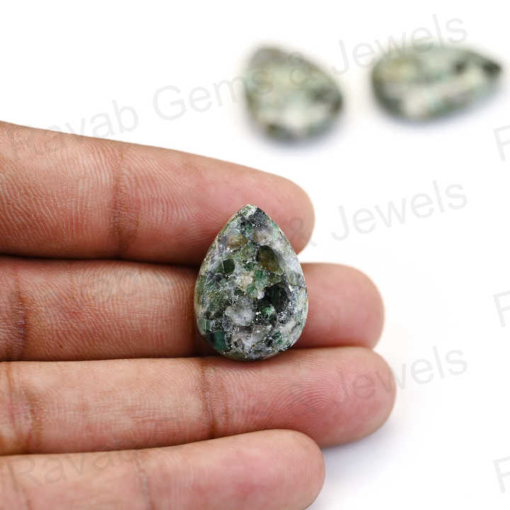 Hot Selling Top Quality 16X22mm Mohave Emerald Copper Pear Shaped Hand Polish Gemstone for Making 14k Gold Handmade Fine Jewelry