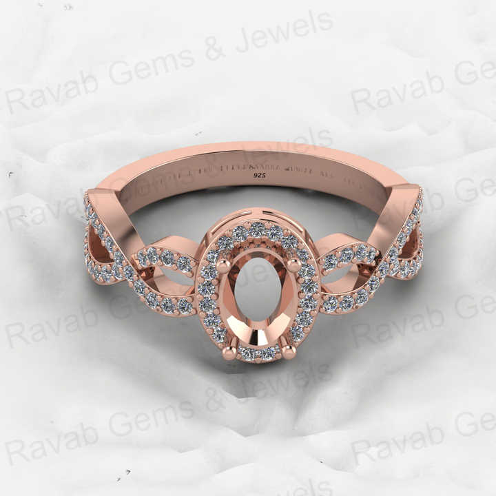 925 Solid Sterling Silver 8x6mm Oval Semi Mount Blank Setting Infinity Ring for Breastmilk & Keepsake Resin Ceramic Jewelry