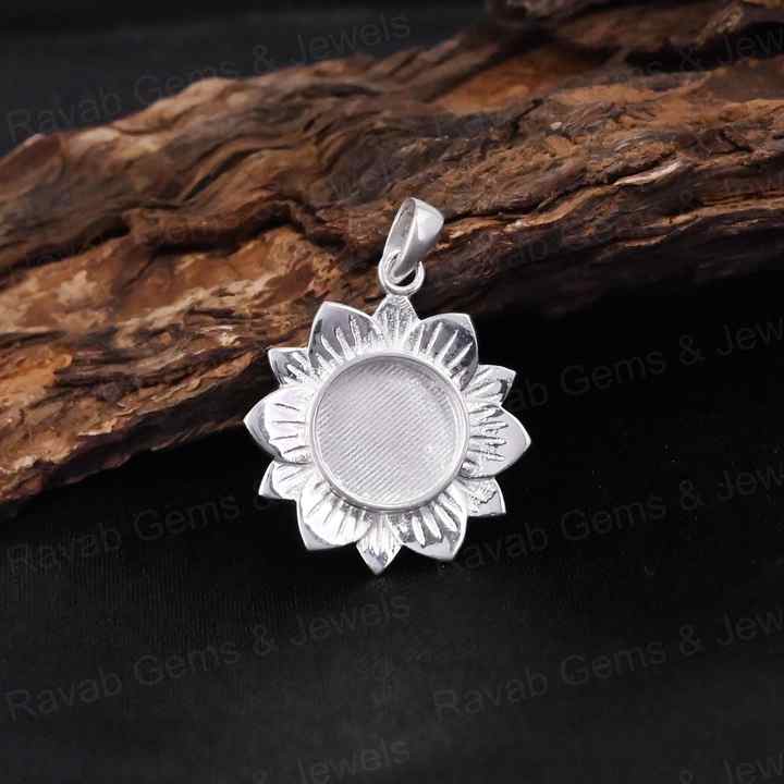 20mm High Quality 925 Silver Sunshine Sunflower Blank Base Pendant Setting DIY Ashes Resin Keepsake Jewelry Findings Components