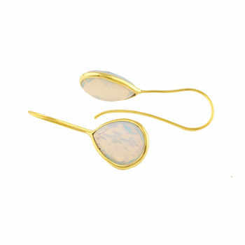 New Arrival Solid 925 Sterling Silver Fire Opalite Checker Cut Pear Drop 12x16mm Bezel Drop Dangle Earring for Women Jewelry