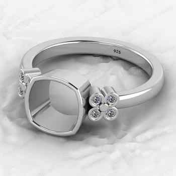 High Quality 925 Sterling Silver 8x8mm Cushion CZ Semi Mount Blank Bezel Setting Ring Good Fine Gemstone Jewelry Component