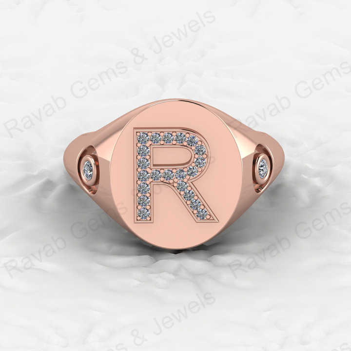 Best Selling Genuine 925 Sterling Silver Diamond Zircon Initial Letter Personalized Custom Solomon Signet Oval Men Ring Jewelry