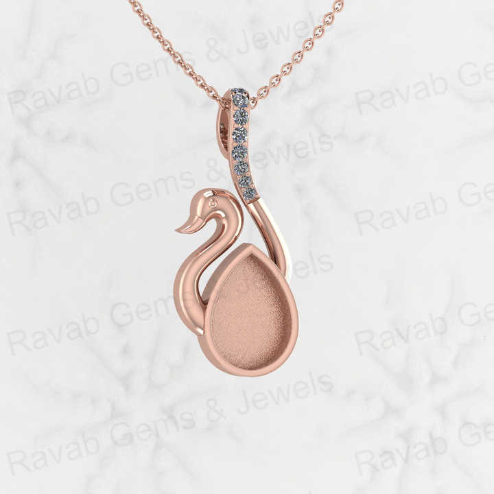 Top Selling 925 Sterling Silver 10x14mm Pear Swan Bird Charm Blank Base Pendant Setting Resin & Ashes Work Breastmilk Jewelry