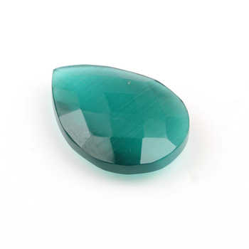Green Cats Eye Faceted Pear Shape Hydro Crystal Quartz High-Polished 16x22mm Checker Cut Loose Gemstone for Jewelry Making