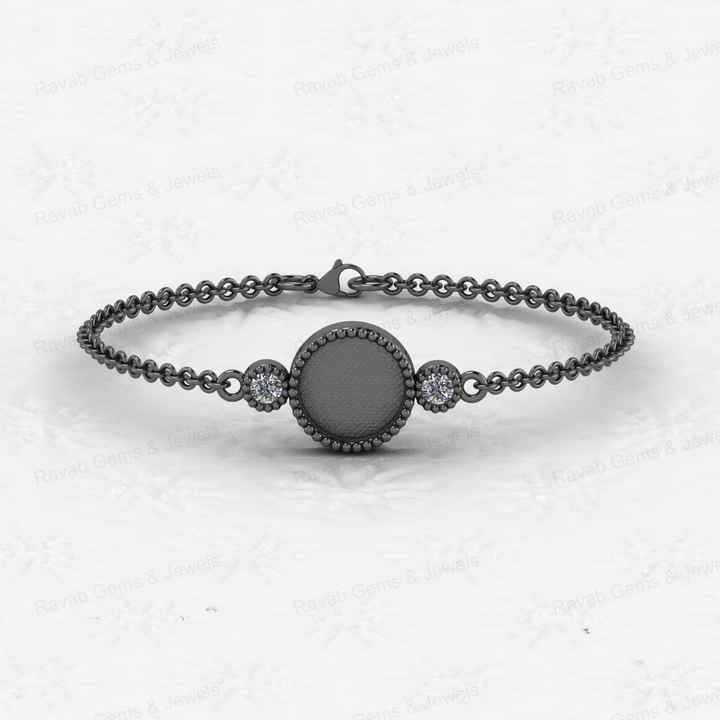 High Quality 925 Silver 18K Gold 10mm Round Coin Bezel Cup Base Semi Mount Setting CZ Chain Bracelet Jewelry Findings Components