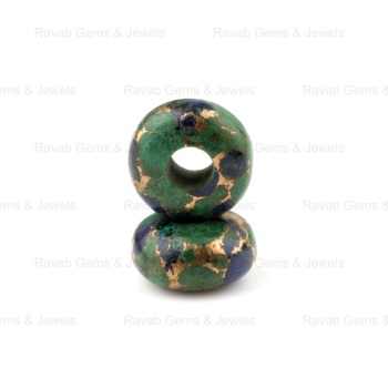 Best Selling High Polished Azurite Copper Composite 14x8mm Smooth Rondelle 5mm Big Hole Briolette Stone Beads for Jewelry Making