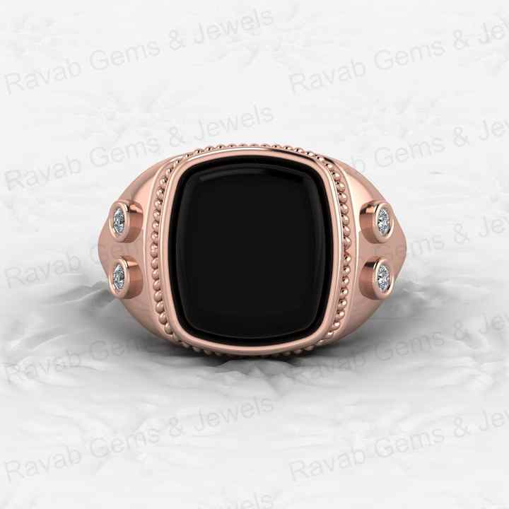 Top Selling Solid 925 Sterling Silver 12x14mm Black Onyx Octa Cushion Shape Signet Ring for Men Customized Bikers Fine Jewelry