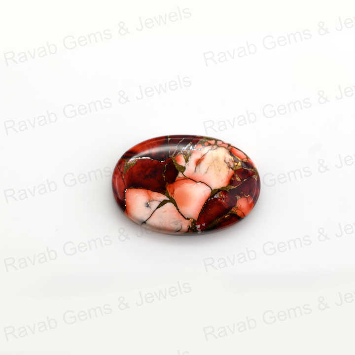 Top Quality 20x30mm Mohave Red Rose Dhalia Composite Copper Cabochons High-Polished Gemstone Smooth Oval Shape Jewelry Making