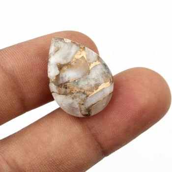 Top Selling Best Quality Natural 16x22mm Smooth Pear Shape White Calcite Copper Jewelry Making Briolette Loose Gemstone
