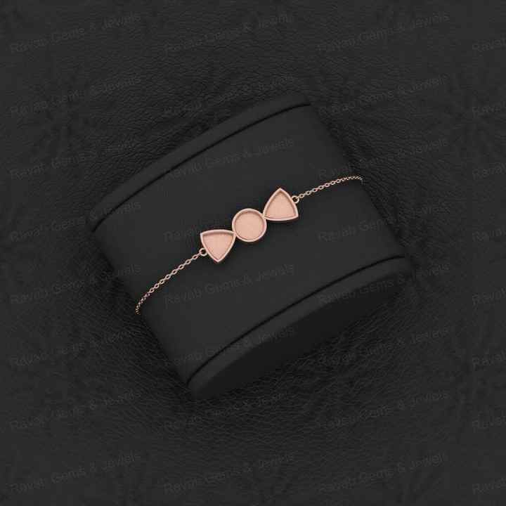 Best Quality 925 Solid Silver Semi Mount Chain Bracelet Round & Trillion Resin Gemstone 18K Gold Plated Ashes Setting Jewelry