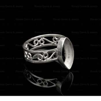 High Quality 925 Genuine Solid Silver 5x10mm Marquise Semi Mount Blank Bezel Setting Ring Gemstone Jewelry Findings Components