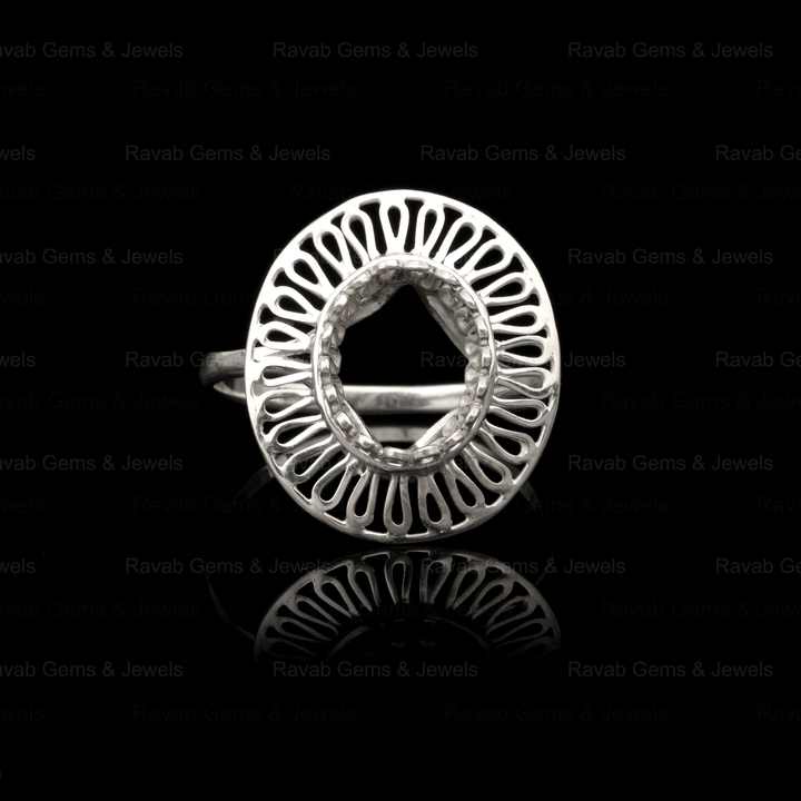 8x10mm Oval Filigree Floral Base DIY Jewelry Findings High Quality 925 Sterling Silver Blank Ring Setting Gemstone Components