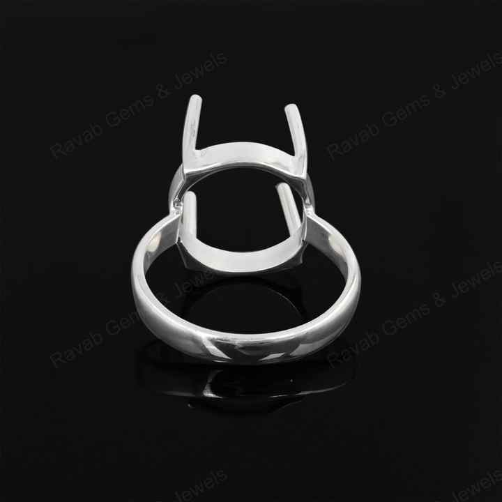 Genuine 925 Sterling Silver 12mm Round 4 Prong Setting Semi-Mount Blank Setting Empty Ring Handmade Custom Jewelry Suppliers