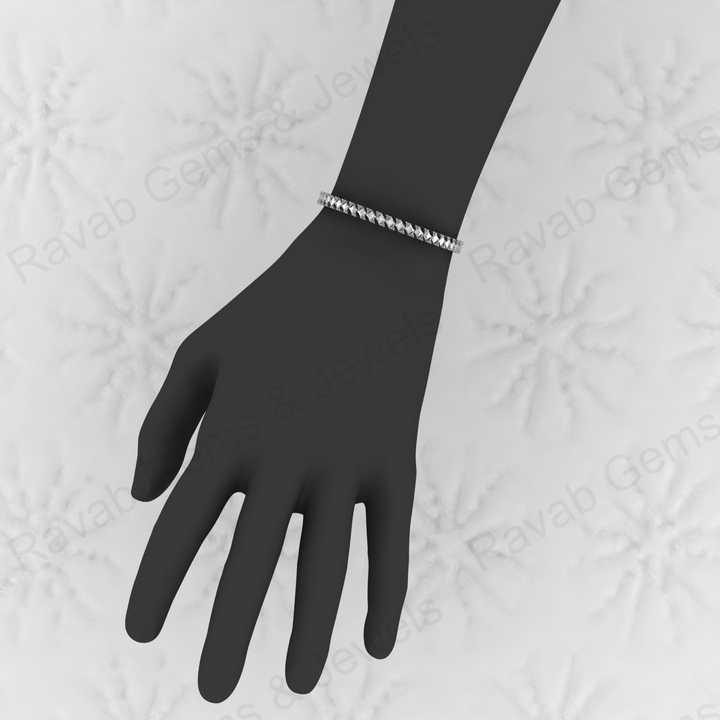 Best Quality Solid 925 Sterling Silver 18K Gold Plated Square Beaded Link Chain CZ Prong Setting Tennis Bracelet for Women
