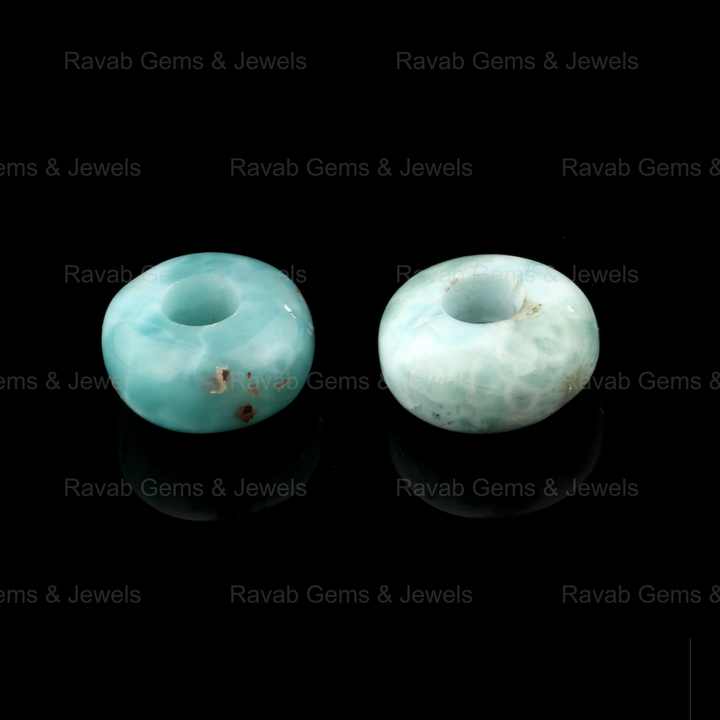 High Quality Sky Blue Larimar Smooth Rondelle 14X8mm With 5mm Size Big Hole Size Loose Gemstone Beads for Making Jewelry
