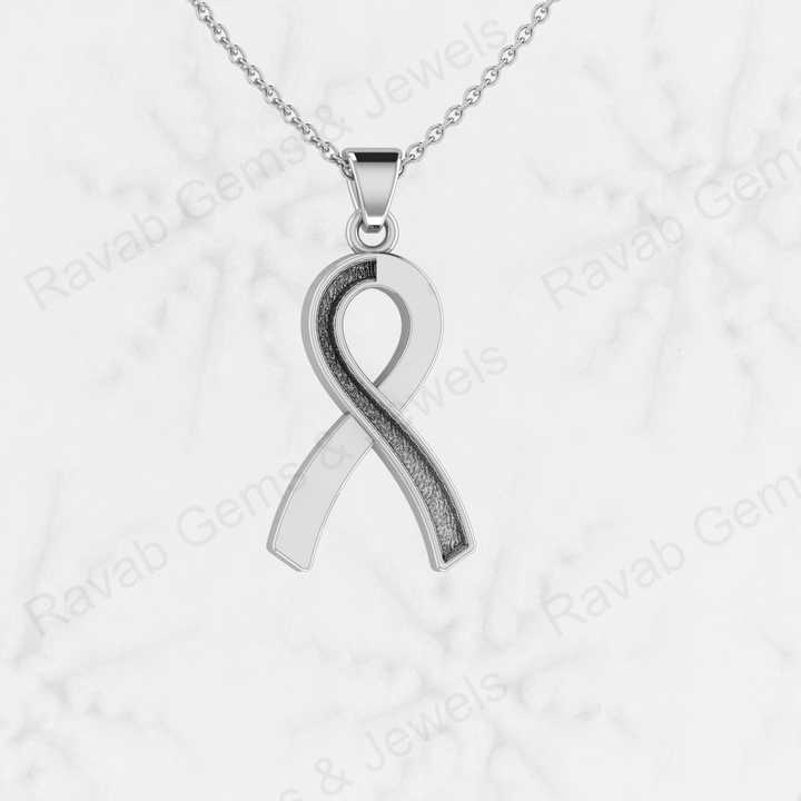 925 Sterling Silver Breast Cancer Ribbon Charm Semi Mount Blank Setting Pendant Good for Ashes & Resin Work Breastmilk Keepsake
