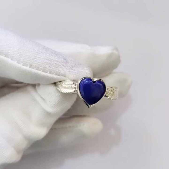 Best Quality Genuine Lapis Lazuli Heart Shape Bezel Setting 10mm Angle Wing Design Solid 925 Sterling Silver Handmade Jewelry