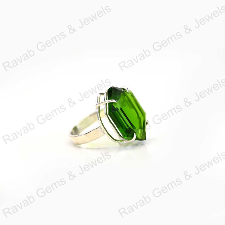 New Arrival Top Quality Solid 925 Sterling Silver Green Peridot Quartz Hexagon Cut Shape Ring for Women Fine Handmade Jewelry