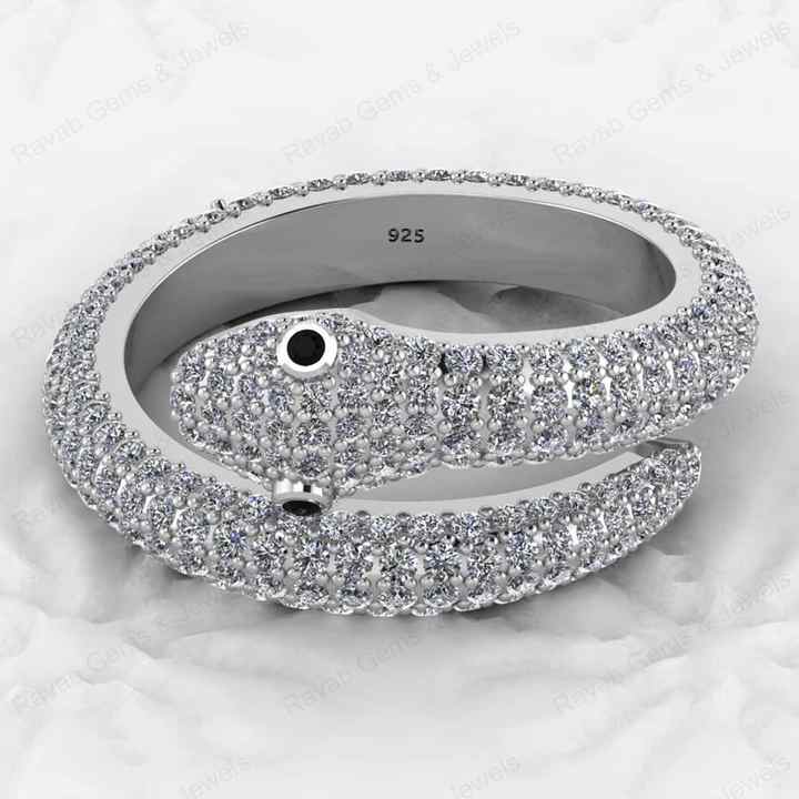 Best Selling 925 Sterling Silver Gold Vermeil CZ Eternity Band Adjustable Animal Gothic Snake Women Ring Hip Hop Fine Jewelry