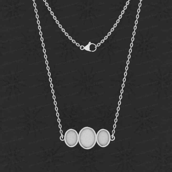 925 Sterling Silver 3 Oval Blank Bezel Cup Semi Mount Charm Pendant Setting for Good For Resin Ashes Work Breastmilk DIY Jewelry