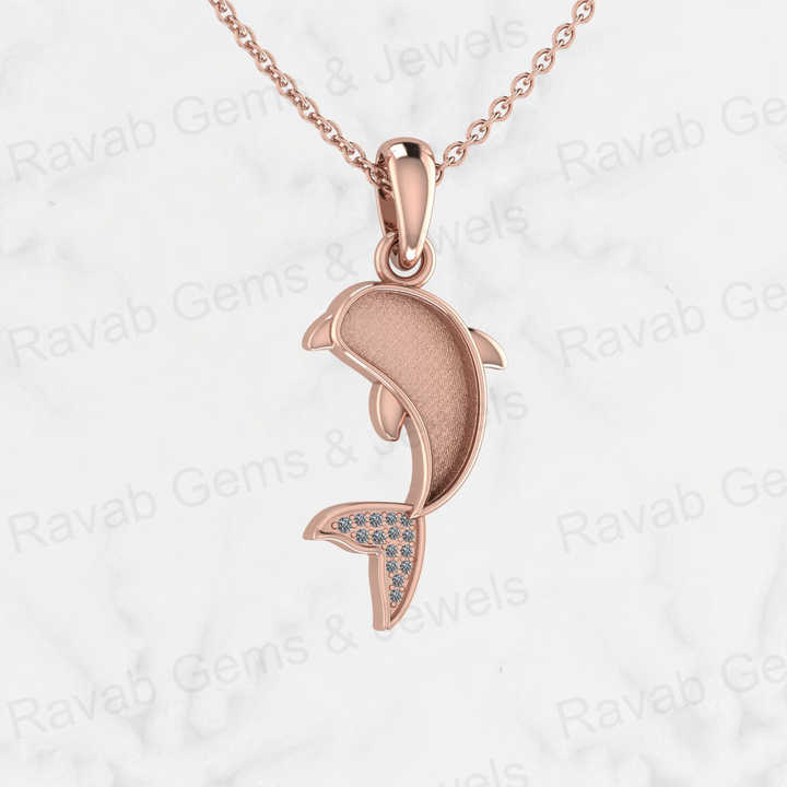 Top Quality 925 Sterling Silver 28x12mm Friendly Dolphin Fish Semi Mount CZ Charm Pendant for Resin Jewelry Findings Components