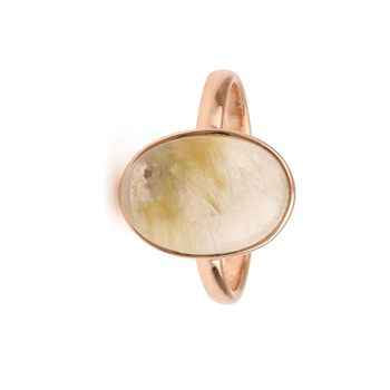 12x16mm Oval Natural Golden Rutilated Quartz Gemstone Amazing Design Rose Gold 925 Sterling Silver Ring for Women for Parties