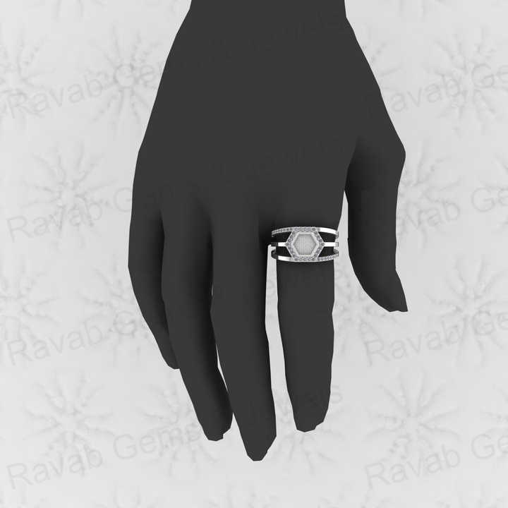 Genuine Solid 925 Sterling Silver 6mm Hexogen Shape Semi Mount Blank Setting Ring Good for Ashes & Resin Work Breastmilk Jewelry
