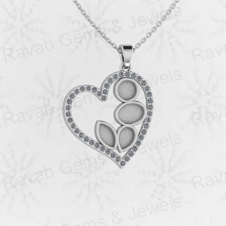 Genuine 925 Sterling Silver 23x25mm Hanging Heart Charm Semi Mount Blank Resin Ashes Work Necklace Jewelry Findings Components