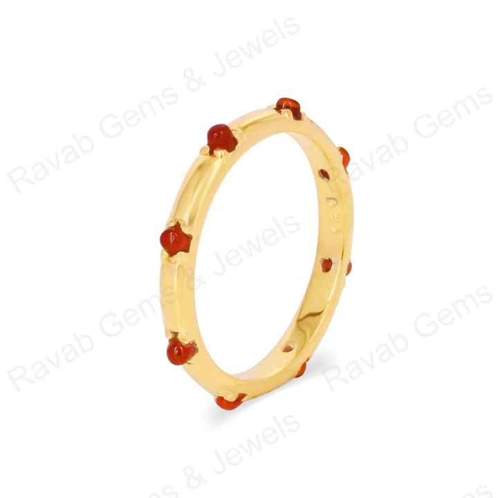 Best Selling 925 Sterling Silver Minimalist Eternity Prong Natural Red Onyx Gemstone Gold Vermeil Rhodium Fine Women's Ring