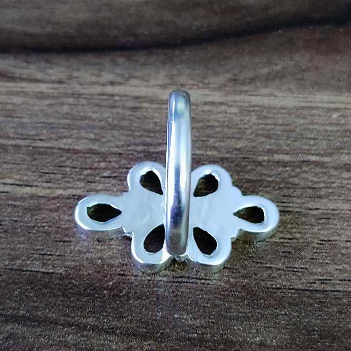 Genuine 925 Sterling Silver Flower Bezel Setting 6x4mm Pear Shape Semi-Mount Blank Setting Ring For Women Keepsake Jewelry