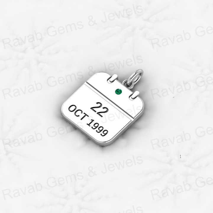 Best Quality 925 Sterling Silver Fine Jewelry Personalized Calendar Memorial Date Pendant 13x17mm for Friends and Loved Ones
