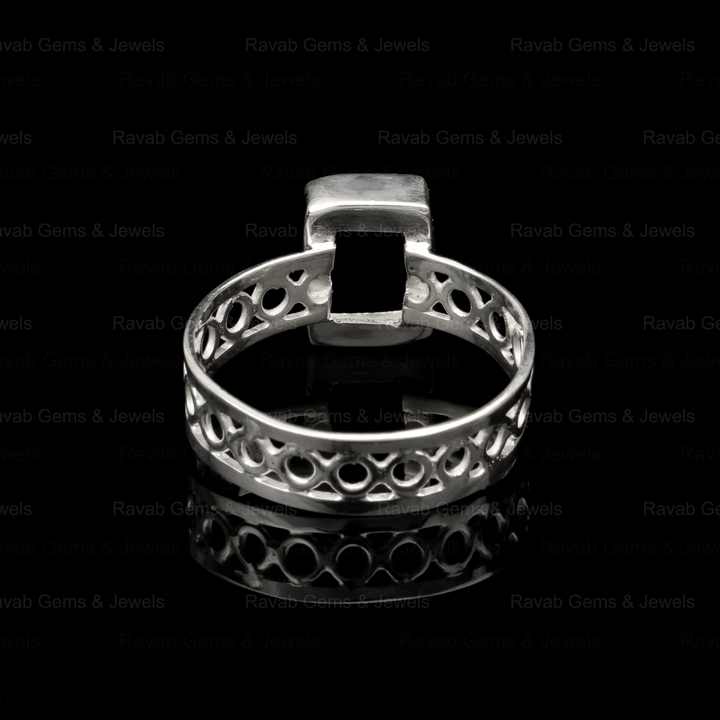 High Quality 925 Sterling Silver 8x10mm Rectangle Pre Notched Semi Mount Blank Bezel Setting Ring Stone Ashes Resin Jewelry