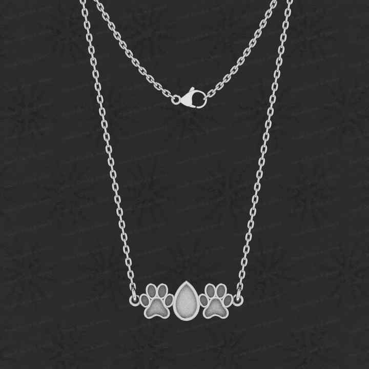 925 Silver Dog Paw Pear Collet Cup Semi Mount Premium Quality Pendant Necklace Setting Ashes Resin Jewelry Findings Components