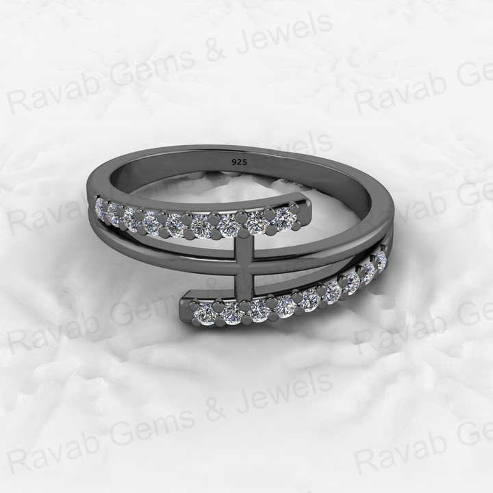 New Arrival Genuine 925 Silver Gold Vermeil Cross Multi Eternity Diamond CZ Band Engagement Ring for Women Fine Jewelry