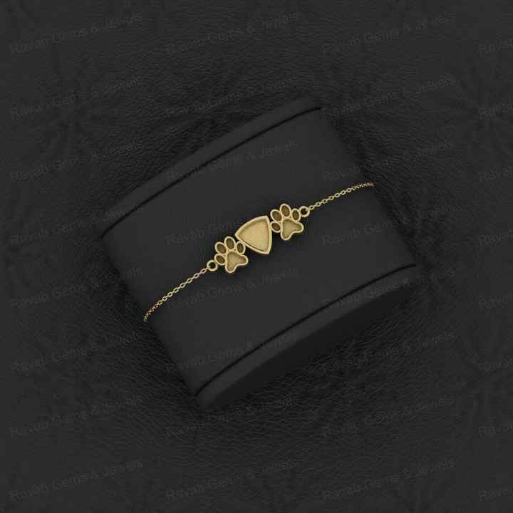 Solid 925 Sterling Silver Trillion Dog Pow Semi-Mount Bracelet Premium Quality Good Ashes Resin Work Keepsake Jewelry Finding