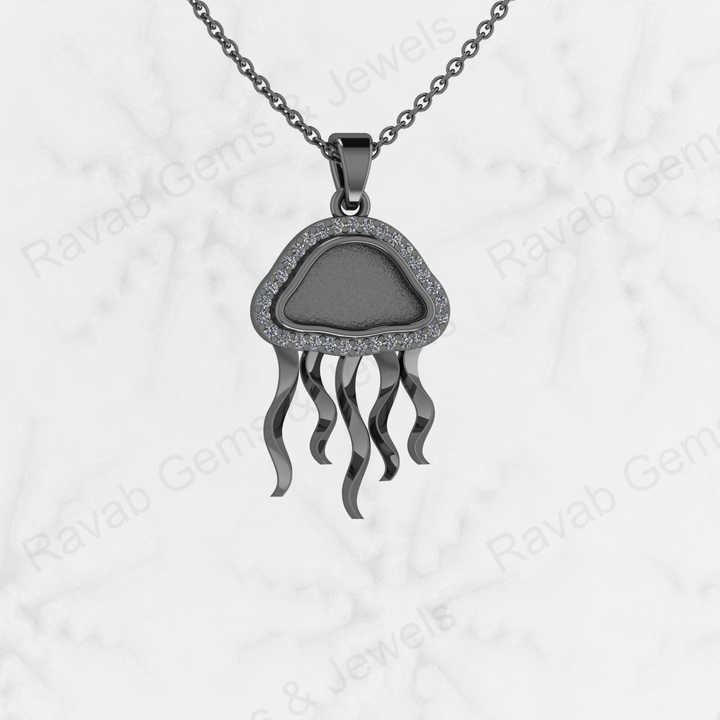 925 Sterling Silver Octopus Charm Semi Mount Blank Setting Pendant Good for Ashes & Resin Work Breastmilk Jewelry DIY Keepsake