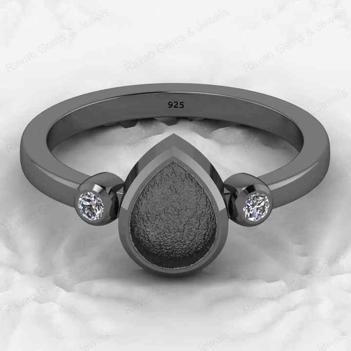High Quality 925 Sterling Silver 6x8mm Pear Estelle Semi Mount Band Ring Good Resin Ashes Work Keepsake Jewelry Findings Supply