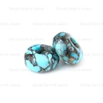 High Quality 14x8mm Natural Blue Kingman Turquoise Beads Smooth Rondelle Shape 5mm Big Hole Gemstone Jewelry Making Wholesale