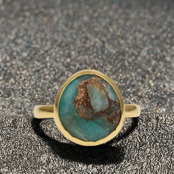 High Quality Solid 925 Sterling Silver Amazonite Copper Thumbed Ring Dainty Fashionable Ring With Fancy Design for Women