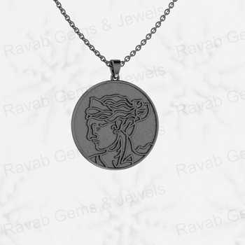 Top Selling Genuine 925 Sterling Silver 30mm Circle Pendant Necklace Women's Memorial Art Deco Keepsake Jewelry for Mother's Day